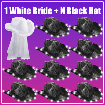 LED Cowboy Hats Wedding Hats Bulk Light up Cowboy Hats