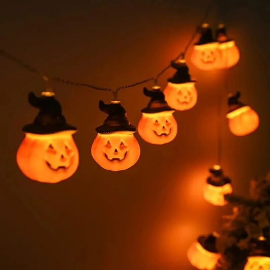 59.06in Halloween Pumpkin Fairy Lights Warm White 10LED Festival String Lights