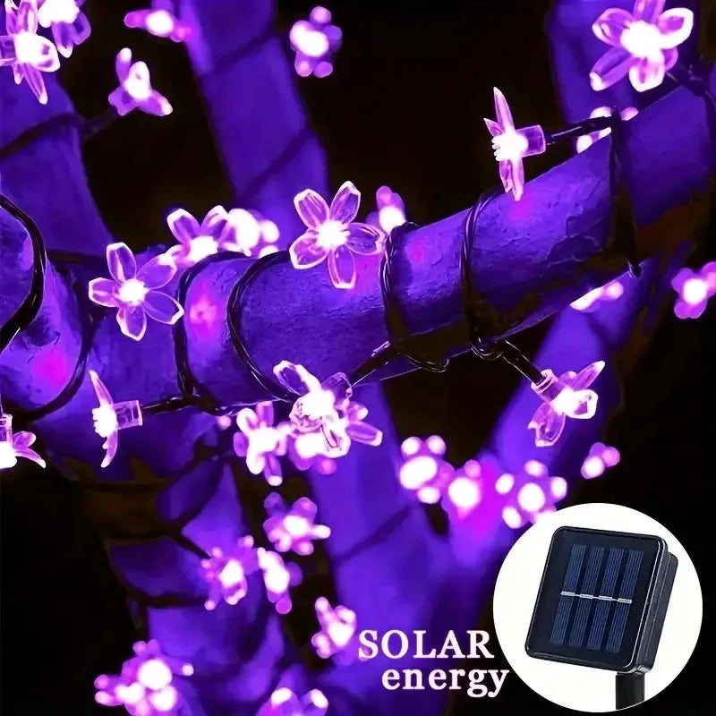 Outdoor Solar Led String Lights Cherry Flowers  Light Strings
