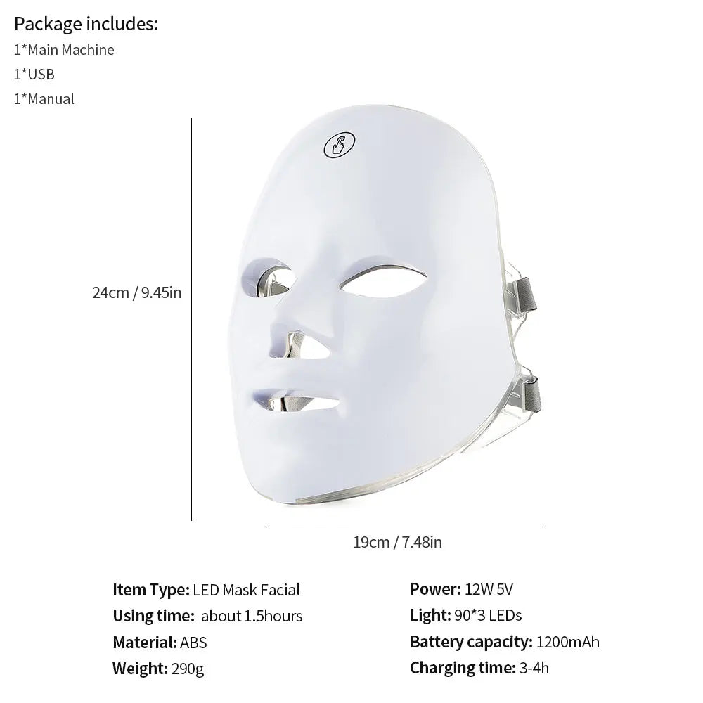 LED Face Neck Mask Rechargeable LED Photon