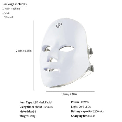 LED Face Neck Mask Rechargeable LED Photon