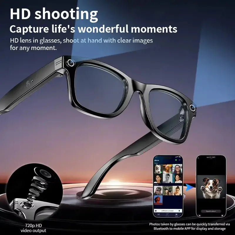 AI Smart Glasses with 8MP Camera Video Recording 100+ Languages