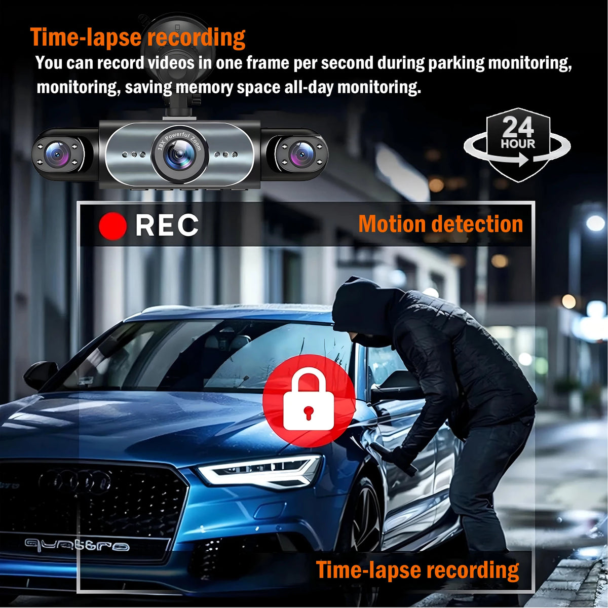 4 Channel Dash Cam 360° Car Video Recorder Black Box