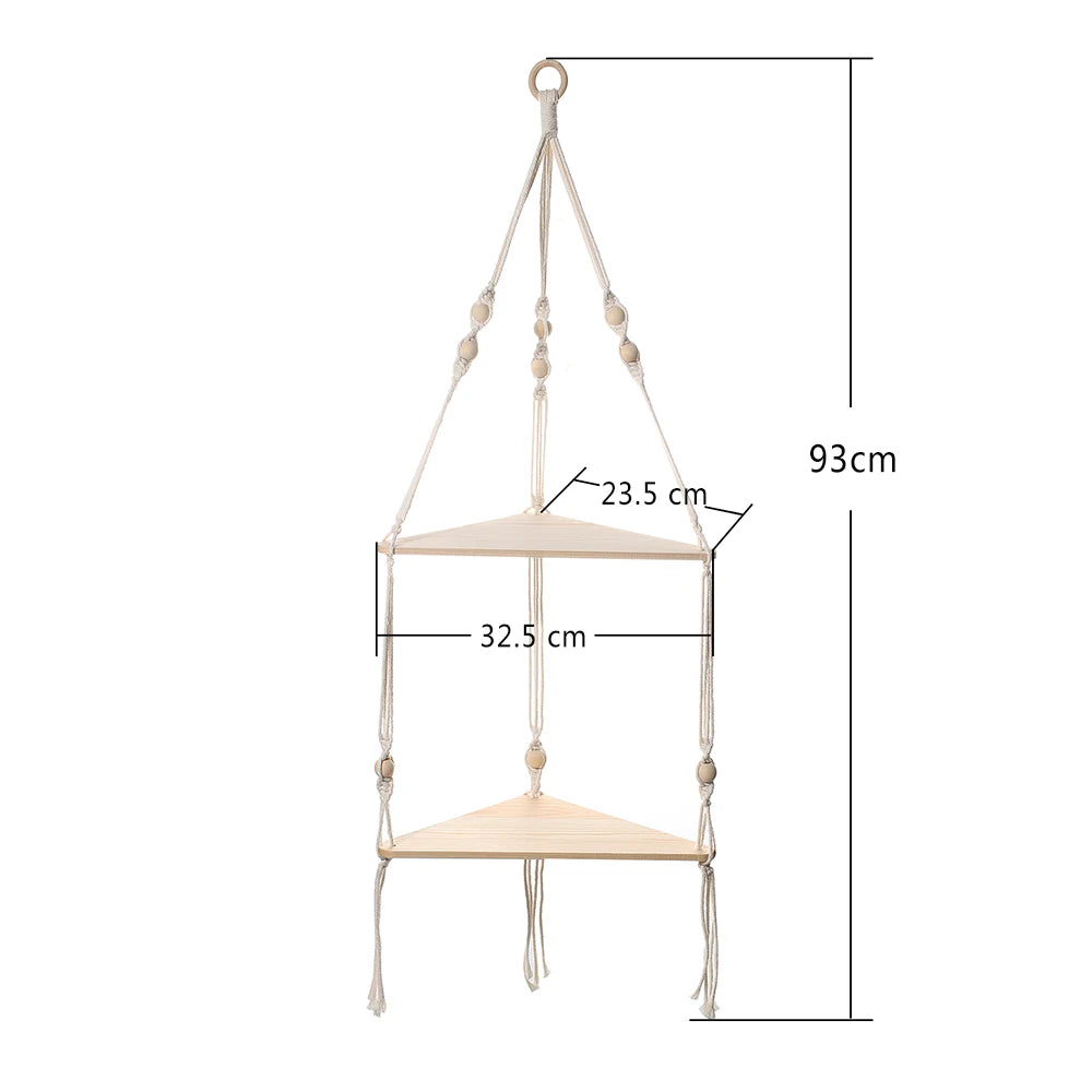 Floating Wall Shelf Wood Triangle Corner Display Stand