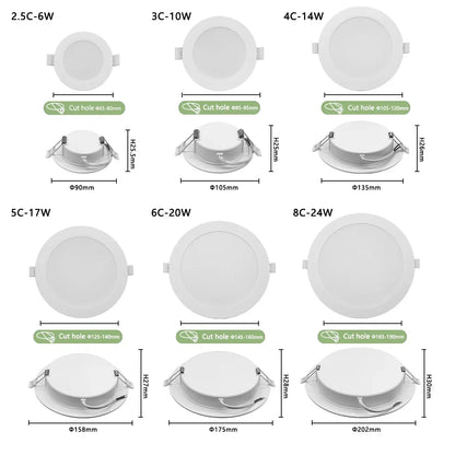 8Pack Round Led Panel Light Recessed Led Downlight Lighting
