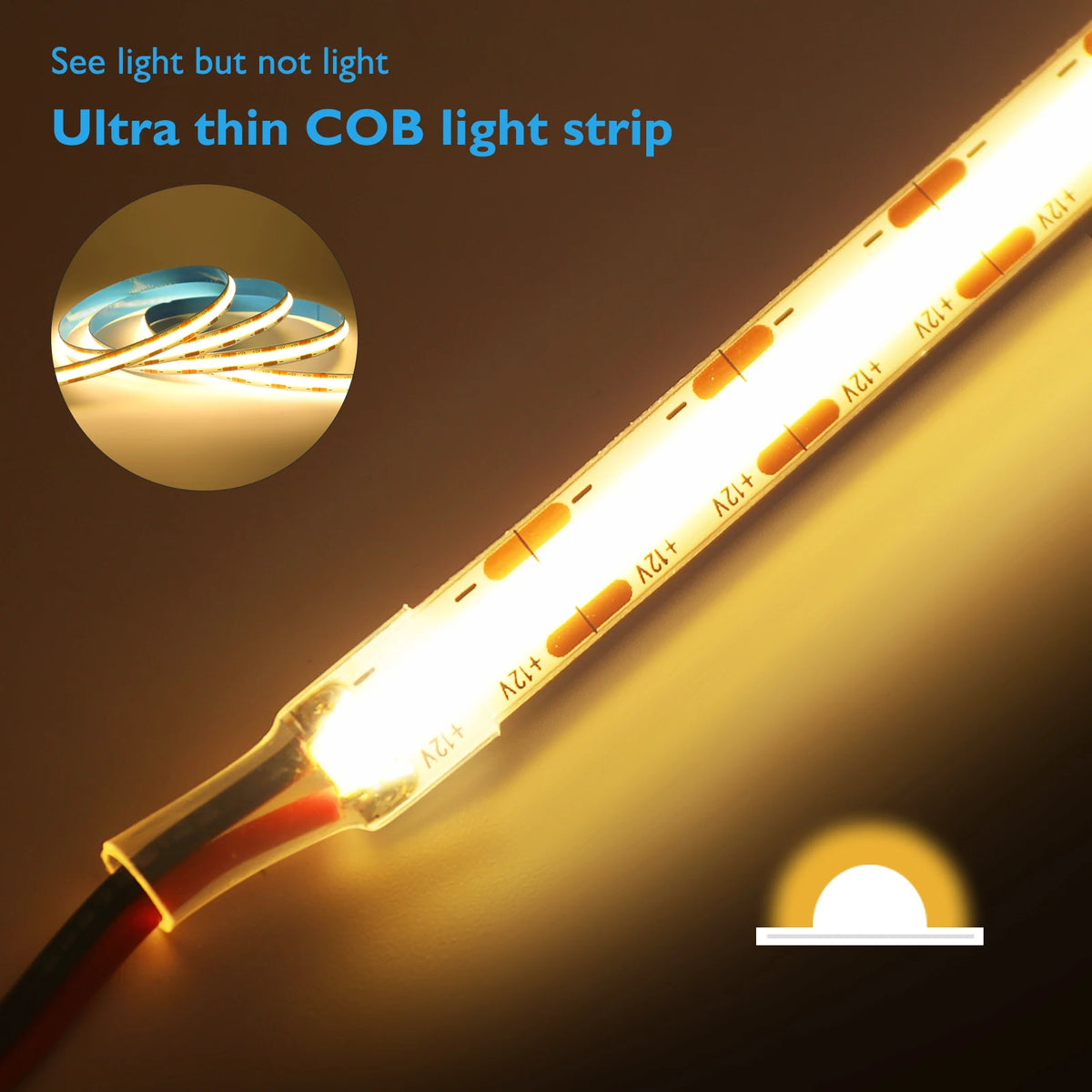 DC12V 24V COB LED Strip Light 480 528LEDs/m High Density