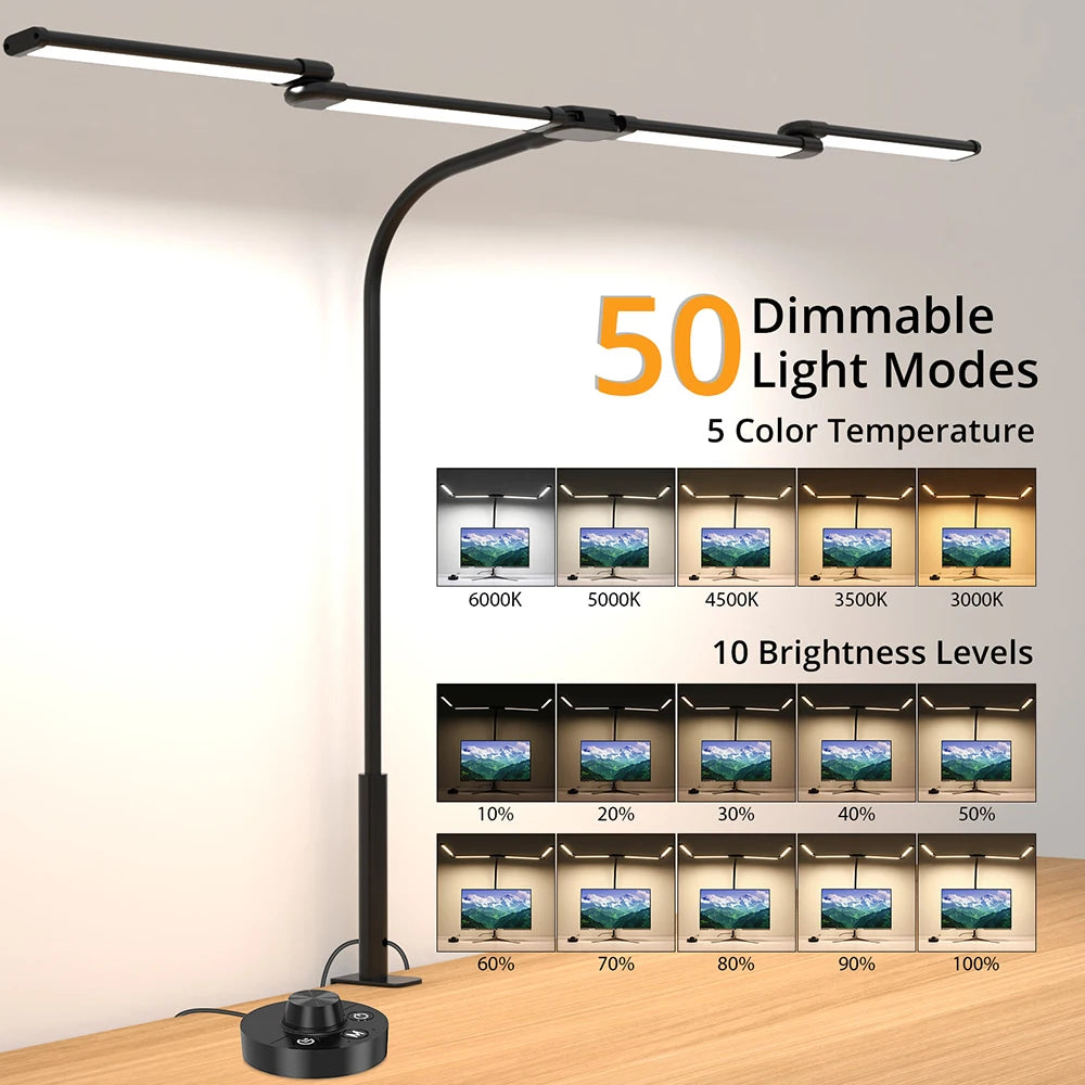 LED Ultra Bright Eye-Caring Desk Lamp Clip-on Office