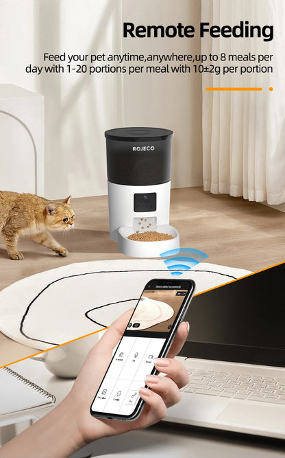 Automatic Cat Feeder With Camera Video Cat Food Dispenser Pet
