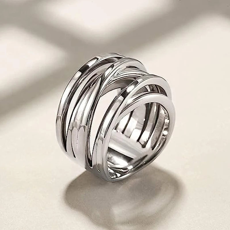 Hot Metal Finger Rings for Women Modern Fashion Wide