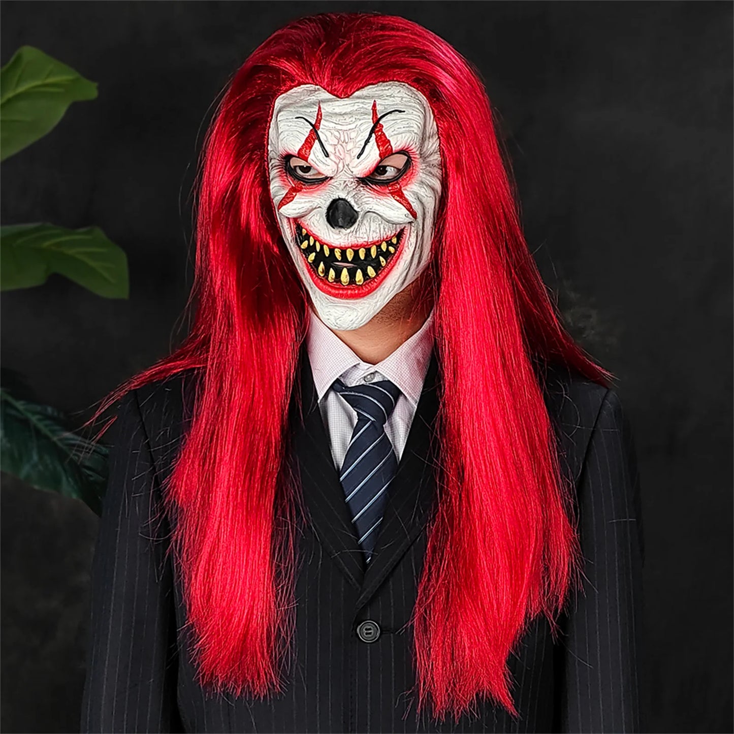 Collector's Grade Hand-Painted Red Haired Clown Mask