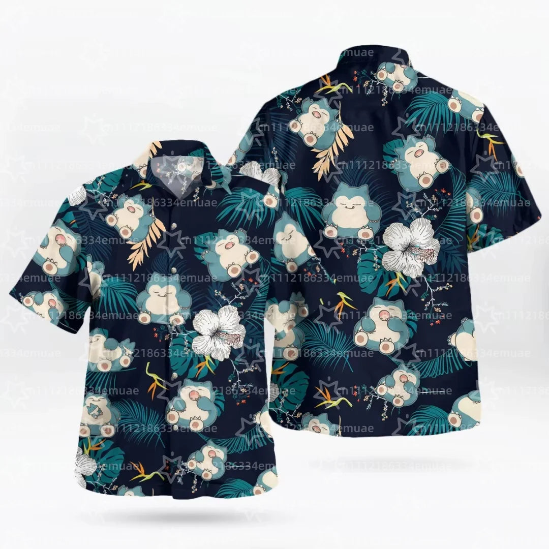 SUMMER New Snorlax Hawaiian Shirt Tropical Anime Aloha Shirt