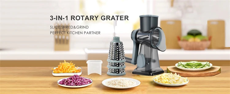 3 in 1 Rotary Cheese Grater Versatile Slicer