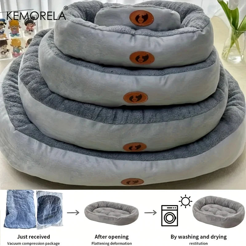 Plush Oval Pet Bed for Thickened machine Washable