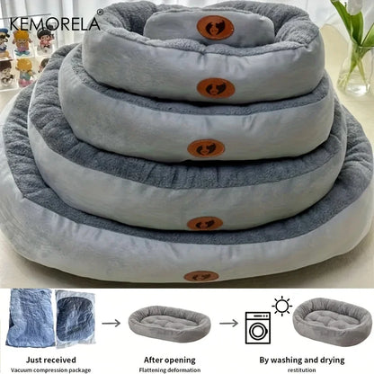 Plush Oval Pet Bed for Thickened machine Washable