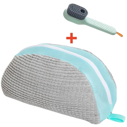 Shoe Washing Machine Bag with Liquid Shoe Brush Set