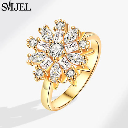 Luxury Crystal Anxiety Relief Spinning Fidget Rings for Women