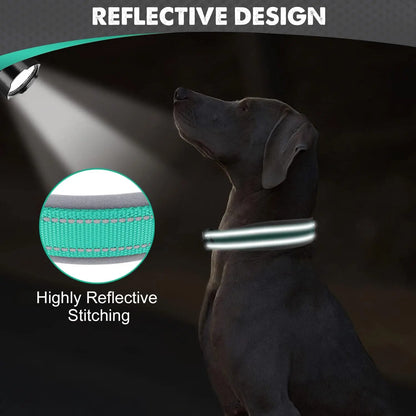 Padded Dog Collars Soft Reflective Wide Pet Collars