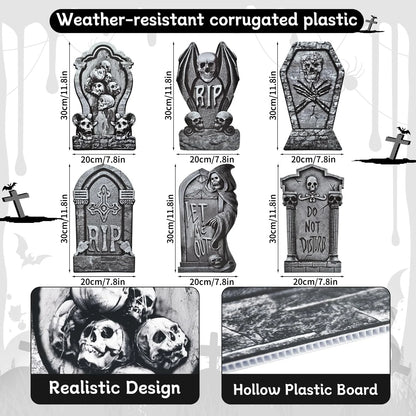 Halloween Tombstone Yard Sign Decorations with Stakes Skeleton