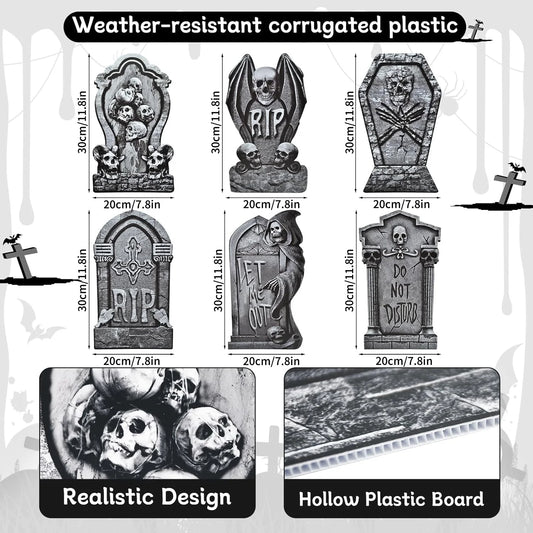 Halloween Tombstone Yard Sign Decorations with Stakes Skeleton