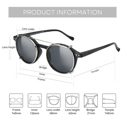 Steampunk Style Clip On Sunglasses for Men Women