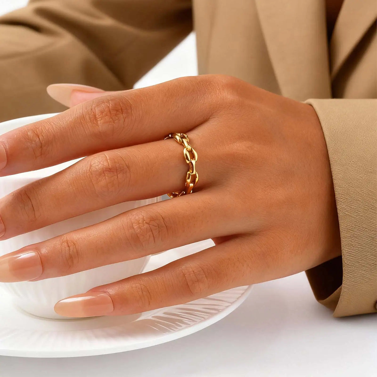 Simple Strap Chain Ring for Women Minimalist Jewelry