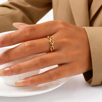 Simple Strap Chain Ring for Women Minimalist Jewelry