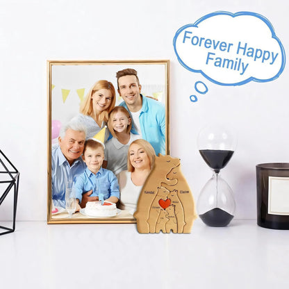 Art Wooden Bear Family Puzzle Personalized Name Custom