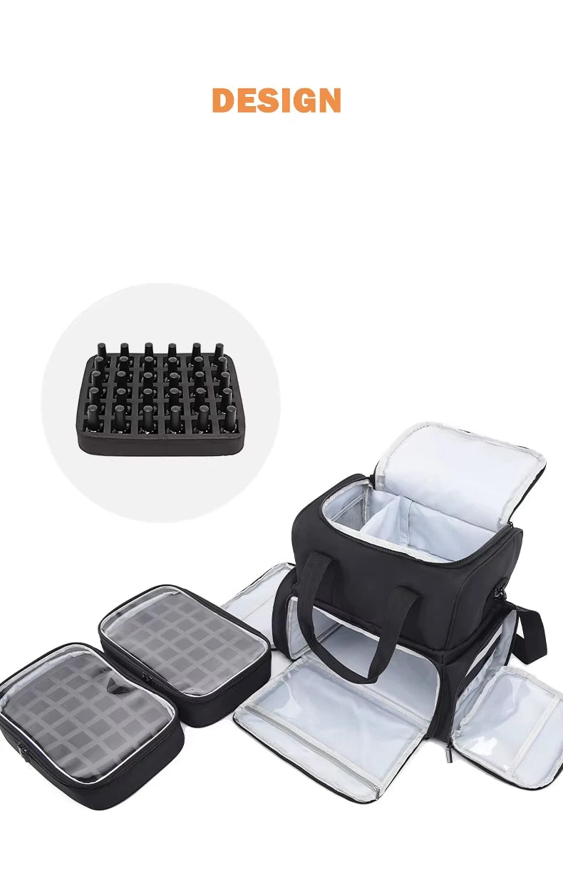 Portable 3 Layer Nail Polish Storage Bag Organizer
