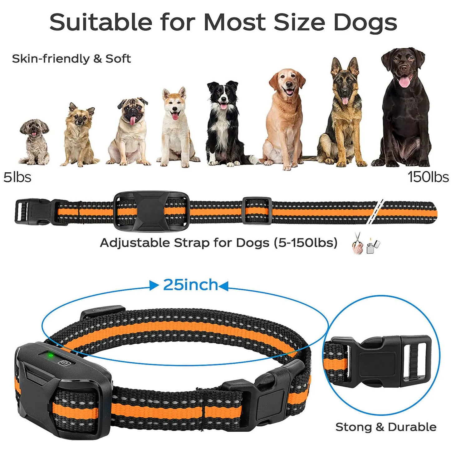 Electric Dog Training Collar Remote Control Waterproof