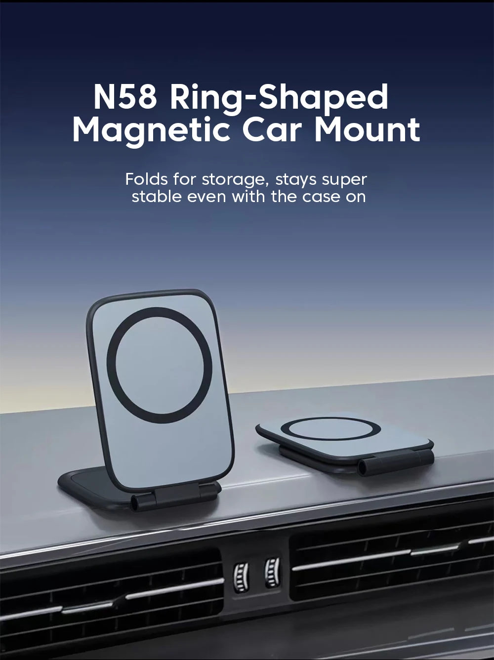 Ultrathin Car Magnetic Mobile Phone Holder Adjustable Foldable