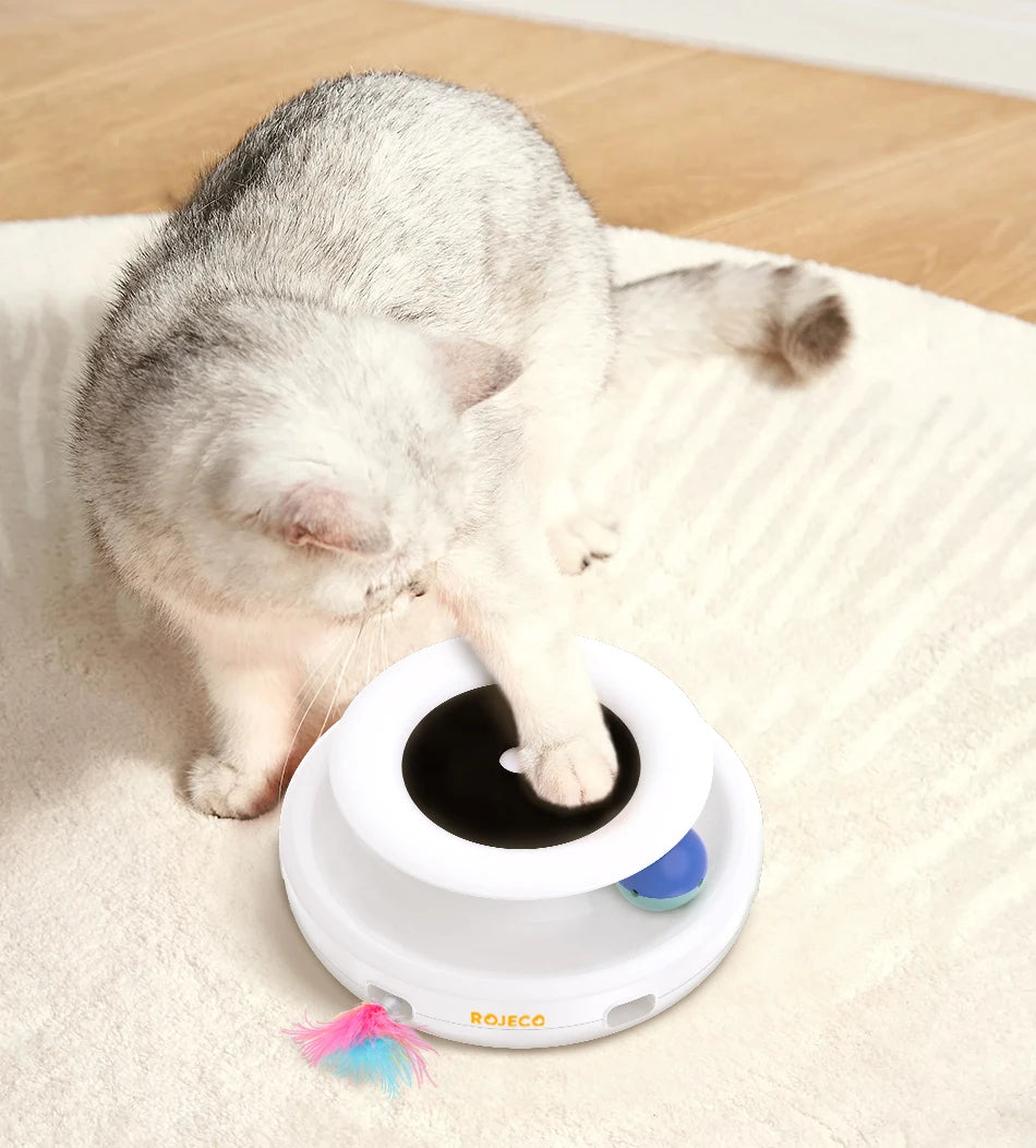 2 in 1 Smart Cat Toys Automatic Feather Fun Ball Toy Set
