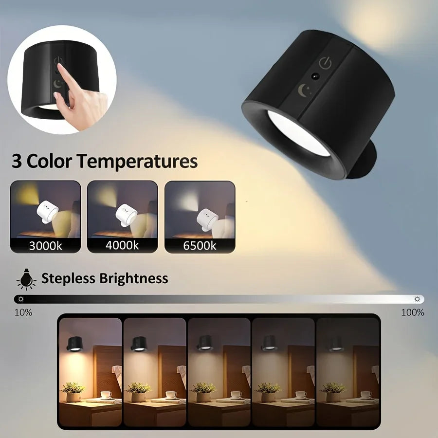 Modern Magnetic LED Wall Lamp Rechargeable 360° Rotation