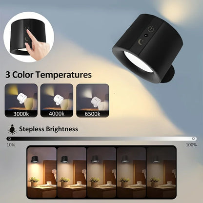 Modern Magnetic LED Wall Lamp Rechargeable 360° Rotation