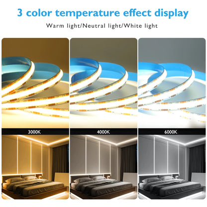 DC12V 24V COB LED Strip Light 480 528LEDs/m High Density