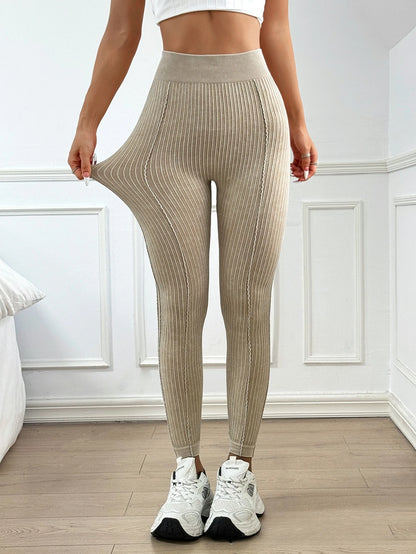 Ladies Sand Wash Ribbed V Back Yoga Leggings Gym