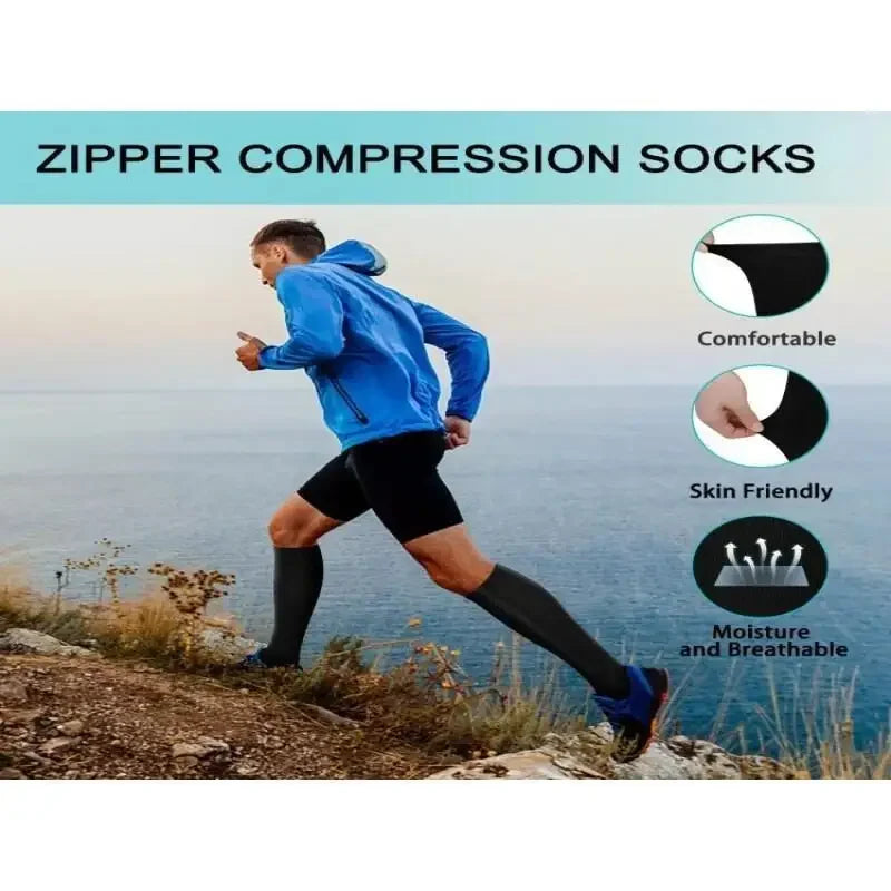 1 Pair Zipper Compression Socks Women Men Pain Relief