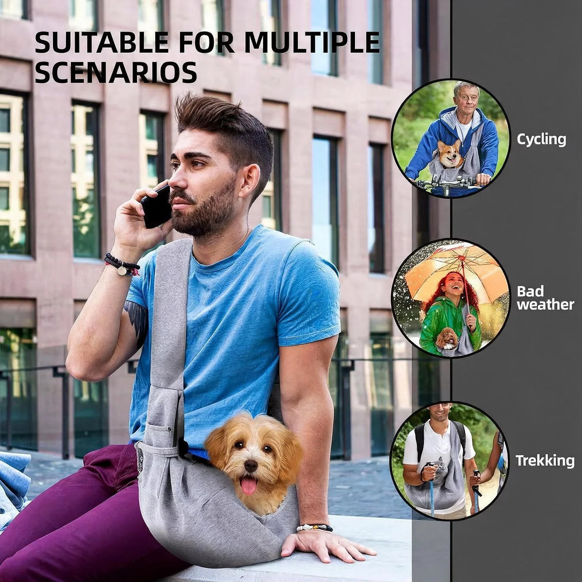 Cotton Comfortable Dog Bag Pet Out Crossbody Shoulder Bag