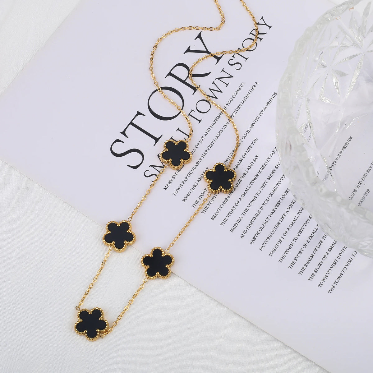 Stainless Steel Laser Five Leaf Flower Petal Adjustable Clover