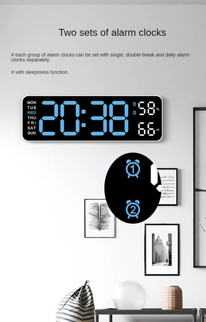 Large Digital Wall Clock Temperature and Humidity