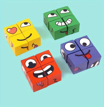 Kids Face Change Cube Game Montessori Expression Puzzle