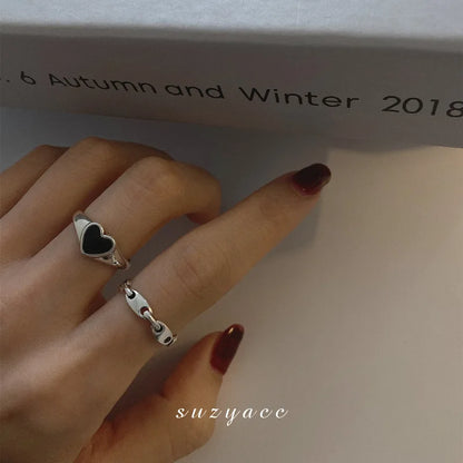 VENTFILLE 925 Sterling Silver Finger Rings Hollow Chain
