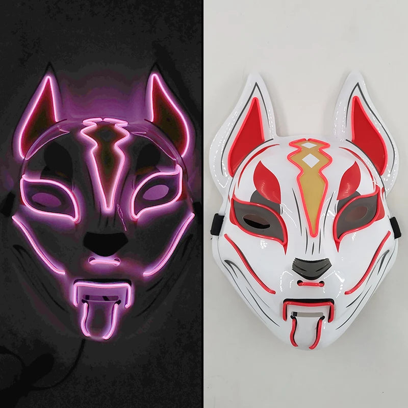 Glowing  Demon Slayer Mask Cosplay Japanese Cartoon