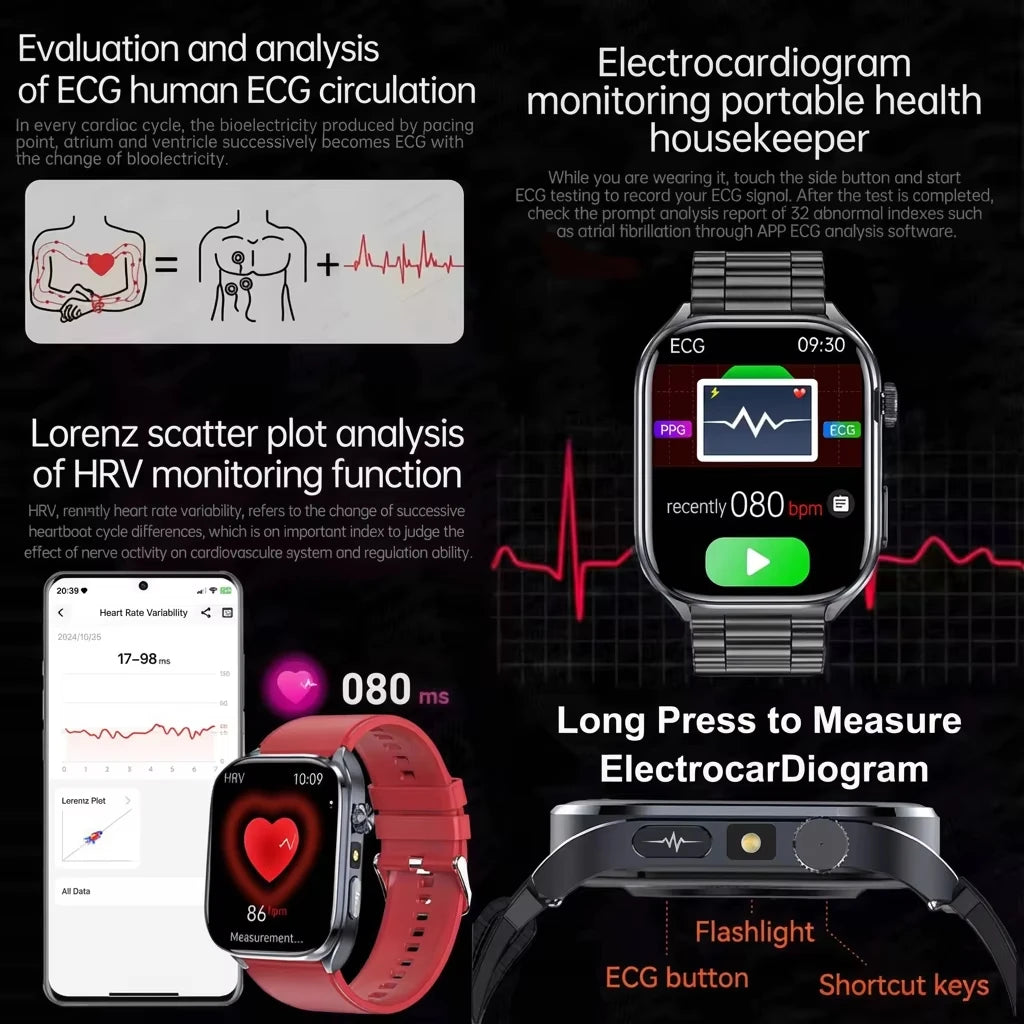 New AI Health Care Accurate detection ECG Smart Watch