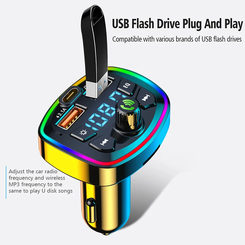 Car Bluetooth 5.0 FM Transmitter Wireless Adapter Car Accessories