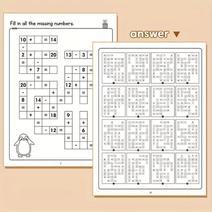 Children's math crossword puzzle book practice