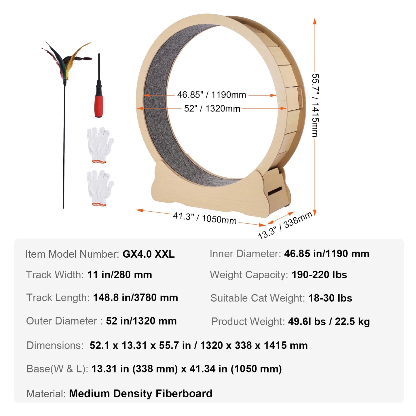 Wooden Cat Exercise Wheel Large Cat Treadmill Wheel