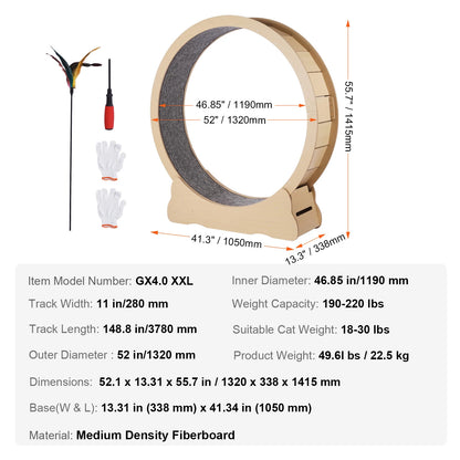 Wooden Cat Exercise Wheel Large Cat Treadmill Wheel
