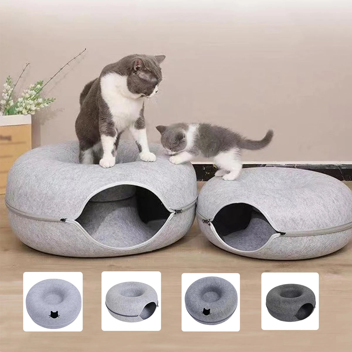 B-Tunnel Donut Cat Bed Interactive Tunnel Pet