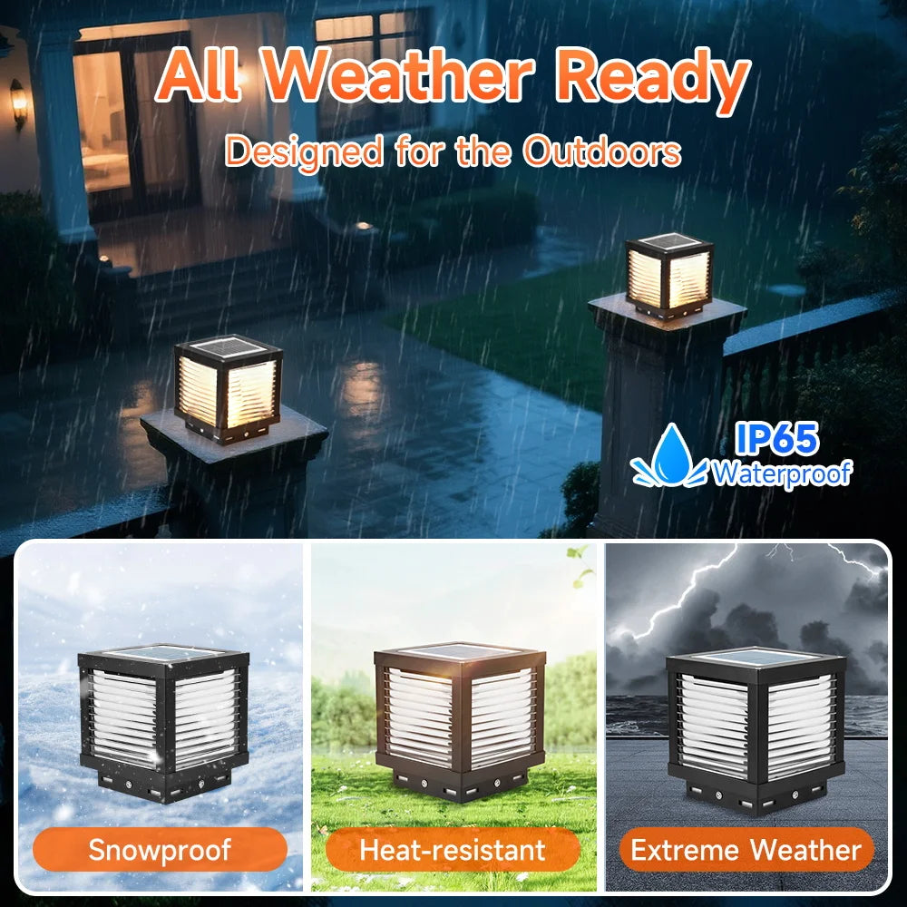 Outdoor Lighting Pillar Lights Remote Control Solar Chapiter Lamp