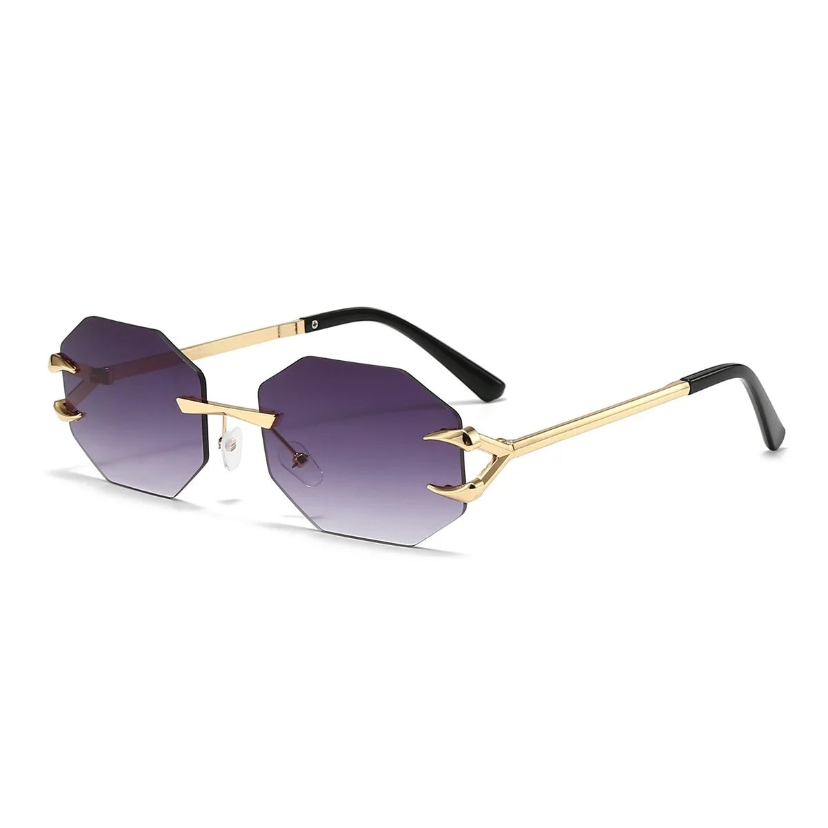 Rimless Hexagon Sunglasses Retro Irregular Square